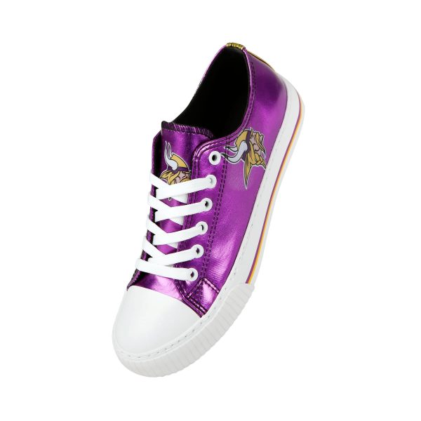 Minnesota Vikings NFL Womens Team Color Metallic Low Top Canvas Shoes Sale - Image 2