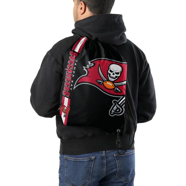 Tampa Bay Buccaneers NFL Black Alternate Color Big Logo Drawstring Backpack Hot on Sale - Image 2