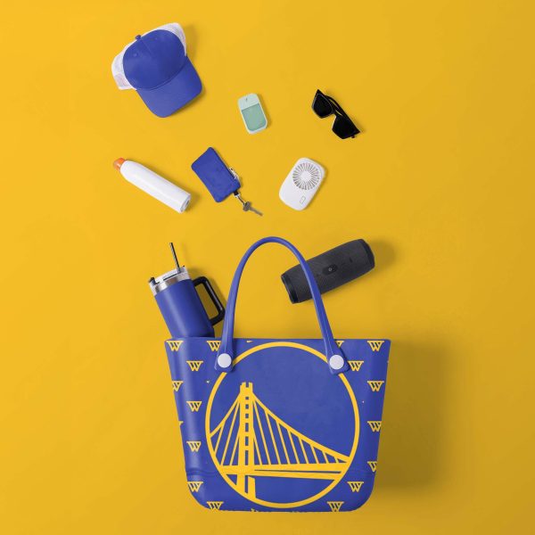 Golden State Warriors NBA Big Logo Mini Print Tailgate Tote Bag Sale - Image 2