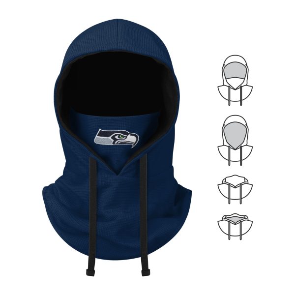 Seattle Seahawks NFL Waffle Drawstring Hooded Gaiter Hot on Sale - Image 5