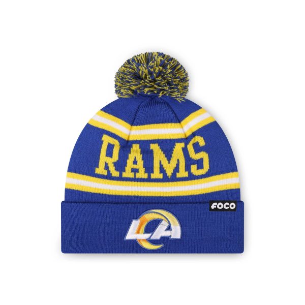 Los Angeles Rams NFL Montego Primary Logo Stripe Pom Beanie Online Hot Sale