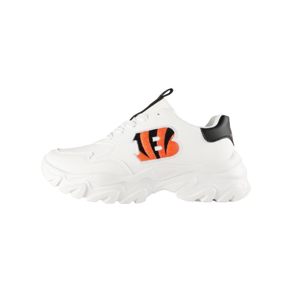 Cincinnati Bengals NFL Womens Glitter Big Logo Vintage White Chunky Sneaker Online Hot Sale
