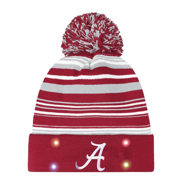 Alabama Crimson Tide NCAA Horizontal Stripe Light Up Beanie Fashion - Image 2