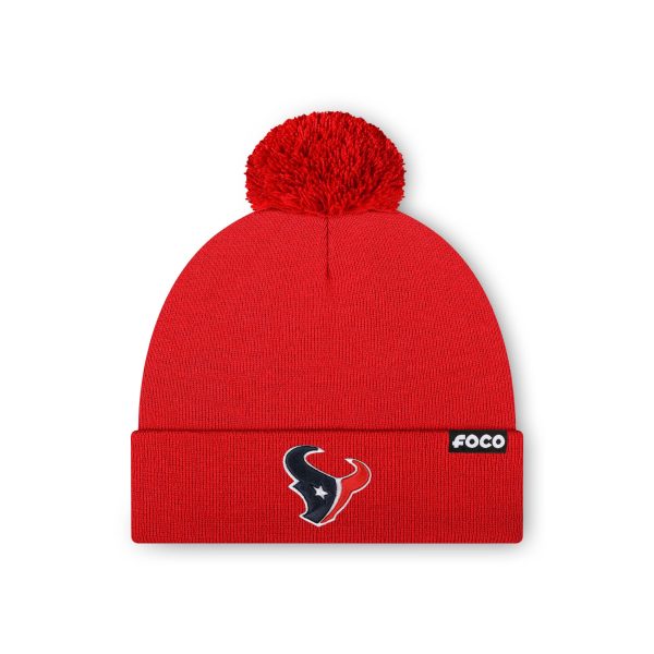 Houston Texans NFL Red Basic Primary Logo Pom Beanie Online Sale