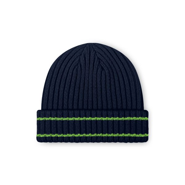 Seattle Seahawks NFL Navy Primary Logo Ribbed Beanie For Cheap - Image 2