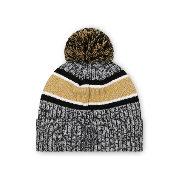 New Orleans Saints NFL Heather Team Stripe Lined Pom Beanie For Discount - Image 2