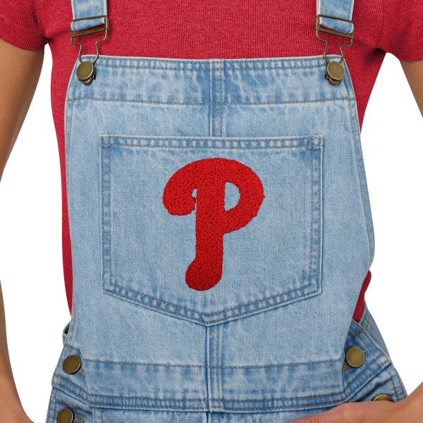 Philadelphia Phillies MLB Womens Big Logo Denim Bib Shortalls (PREORDER - SHIPS LATE MAY) For Cheap - Image 3