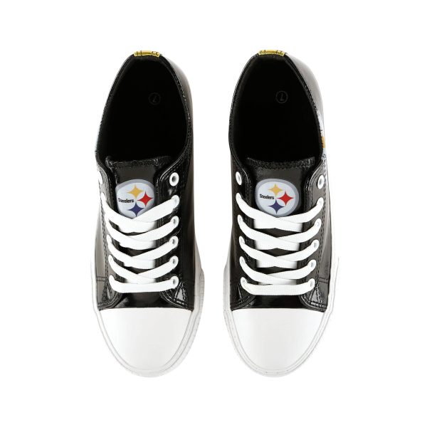 Pittsburgh Steelers NFL Womens Team Color Metallic Low Top Canvas Shoes Hot on Sale - Image 5