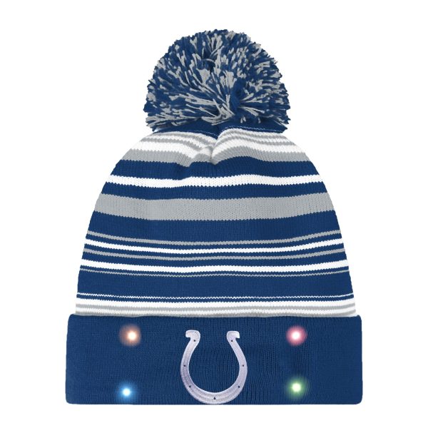 Indianapolis Colts NFL Horizontal Stripe Light Up Beanie Online Sale - Image 2