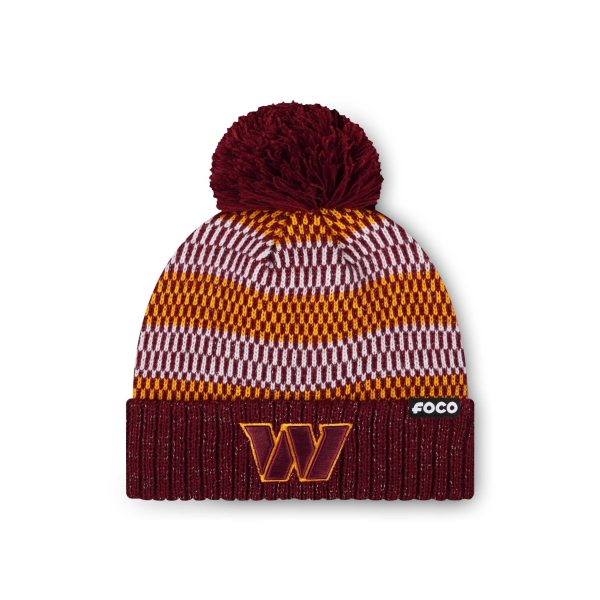 Washington Commanders NFL Womens Cozy Knit Metallic Thread Pom Beanie Online now