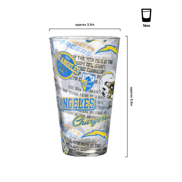 Los Angeles Chargers NFL Historic Print Pint Glass Cheap - Image 3