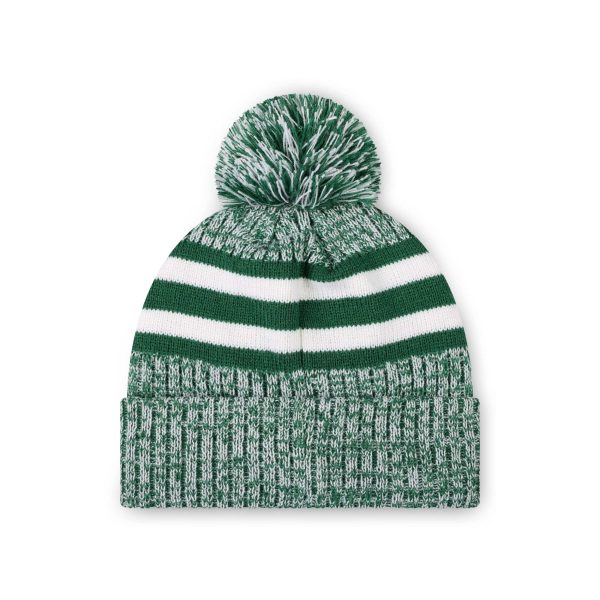 New York Jets NFL Heather Team Stripe Lined Pom Beanie on Sale - Image 2