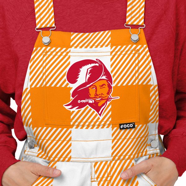 Tampa Bay Buccaneers NFL Womens Creamsicle Plaid Thematic Bib Overalls Hot on Sale - Image 4
