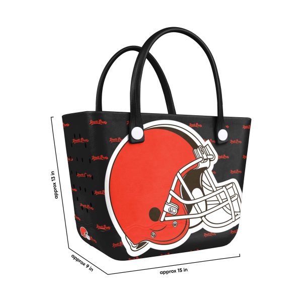Cleveland Browns NFL Big Logo Mini Print Tailgate Tote Bag (PREORDER - SHIPS LATE JUNE) For Sale - Image 3