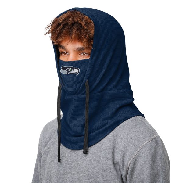 Seattle Seahawks NFL Waffle Drawstring Hooded Gaiter Hot on Sale - Image 3