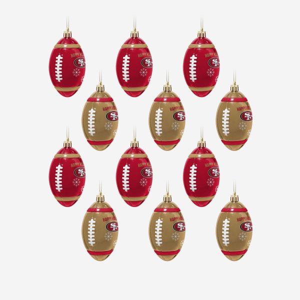 San Francisco 49ers NFL 12 Pack Football Ornament Set For Cheap