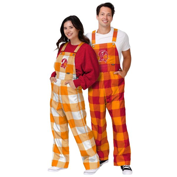 Tampa Bay Buccaneers NFL Womens Creamsicle Plaid Thematic Bib Overalls Hot on Sale - Image 3