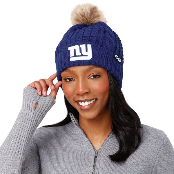New York Giants NFL Womens Faux Fur Pom Beanie on Sale - Image 3