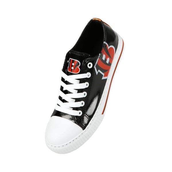 Cincinnati Bengals NFL Womens Team Color Metallic Low Top Canvas Shoes Sale - Image 2