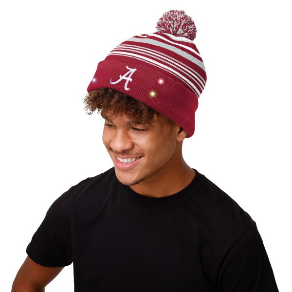 Alabama Crimson Tide NCAA Horizontal Stripe Light Up Beanie Fashion - Image 3