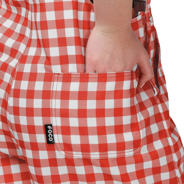 Cleveland Browns NFL Womens Gingham Check Bib Shortalls on Sale - Image 5