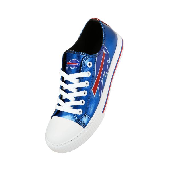 Buffalo Bills NFL Womens Team Color Metallic Low Top Canvas Shoes Cheap - Image 2