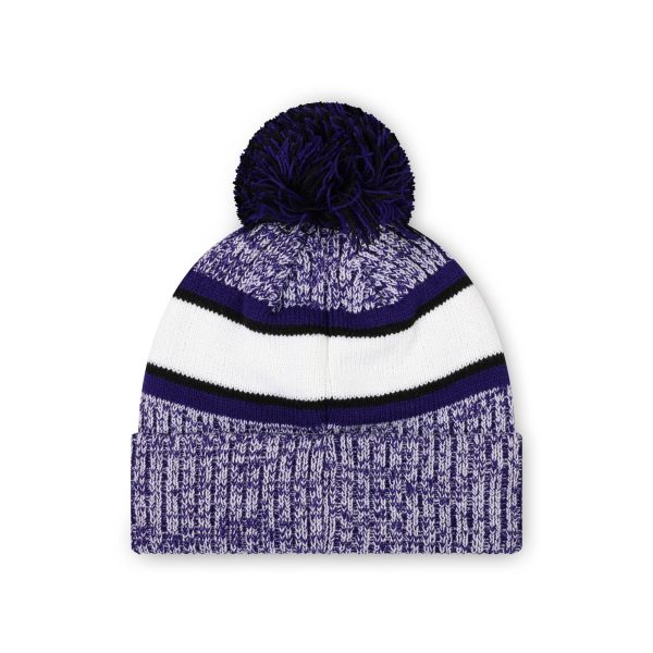 Baltimore Ravens NFL Heather Team Stripe Lined Pom Beanie Online - Image 2