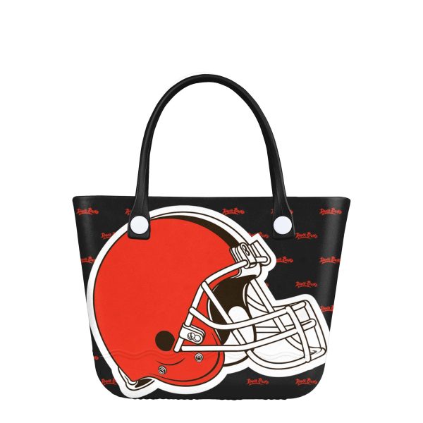 Cleveland Browns NFL Big Logo Mini Print Tailgate Tote Bag (PREORDER - SHIPS LATE JUNE) For Sale