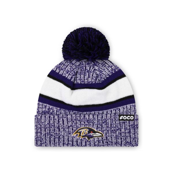 Baltimore Ravens NFL Heather Team Stripe Lined Pom Beanie Online