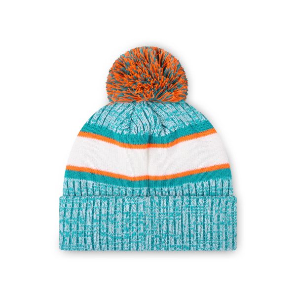 Miami Dolphins NFL Heather Team Stripe Lined Pom Beanie Online now - Image 2