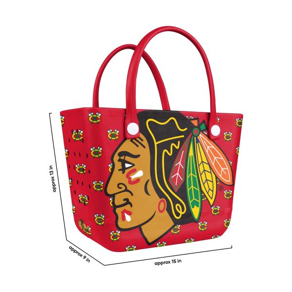 Chicago Blackhawks NHL Big Logo Mini Print Tailgate Tote Bag Cheap - Image 3