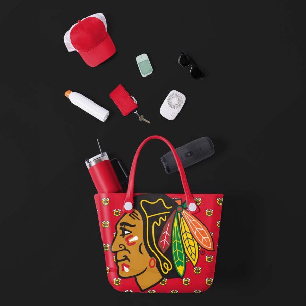 Chicago Blackhawks NHL Big Logo Mini Print Tailgate Tote Bag Cheap - Image 2