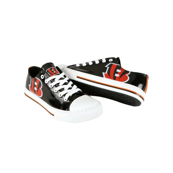 Cincinnati Bengals NFL Womens Team Color Metallic Low Top Canvas Shoes Sale - Image 4