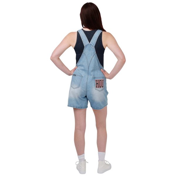 Houston Texans NFL Womens Big Logo Denim Bib Shortalls (PREORDER - SHIPS LATE MAY) For Cheap - Image 2