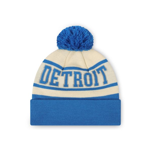 Detroit Lions NFL Cream Heritage Stripe Retro Logo Pom Beanie Hot on Sale - Image 2