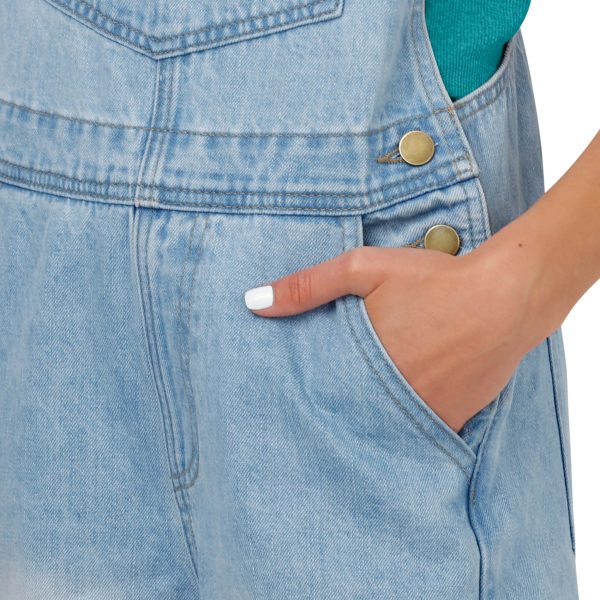 Miami Dolphins NFL Womens Big Logo Denim Bib Shortalls (PREORDER - SHIPS LATE MAY) Online now - Image 4