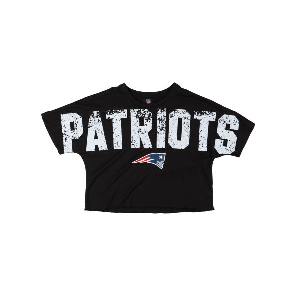 New England Patriots NFL Womens Distressed Wordmark Crop Top on Sale - Image 3