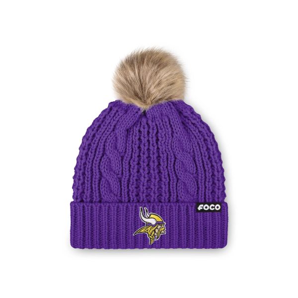 Minnesota Vikings NFL Womens Faux Fur Pom Beanie For Discount
