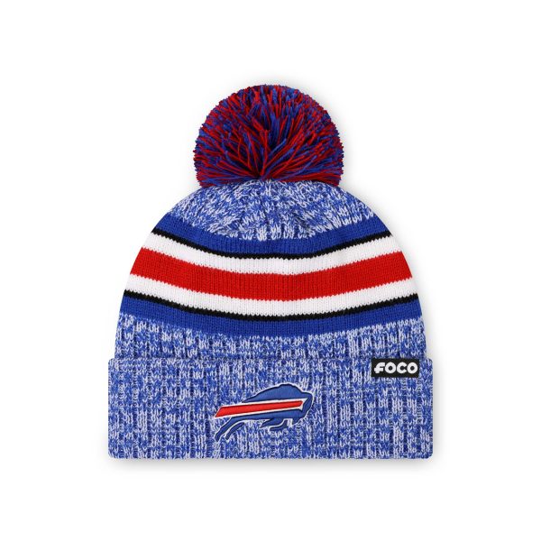 Buffalo Bills NFL Heather Team Stripe Lined Pom Beanie Cheap