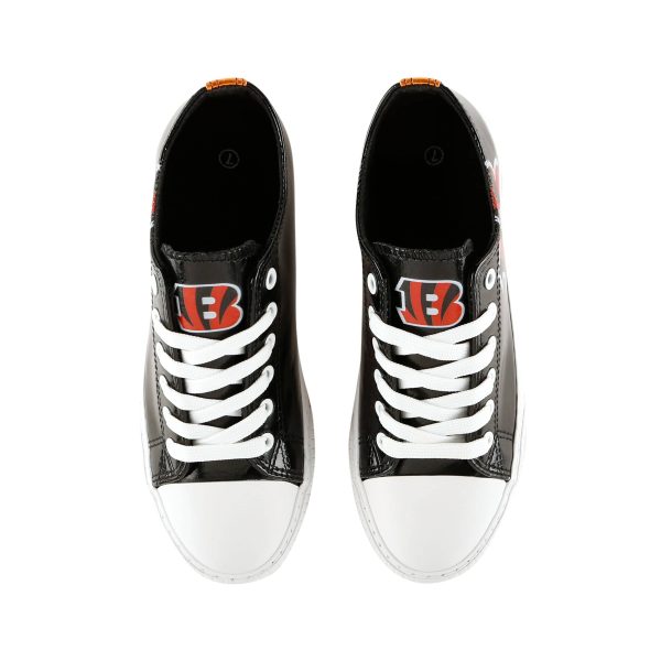 Cincinnati Bengals NFL Womens Team Color Metallic Low Top Canvas Shoes Sale - Image 5