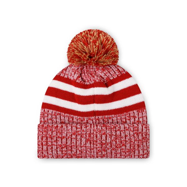 San Francisco 49ers NFL Heather Team Stripe Lined Pom Beanie For Sale - Image 2