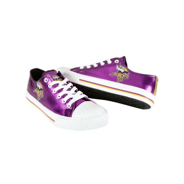 Minnesota Vikings NFL Womens Team Color Metallic Low Top Canvas Shoes Sale - Image 4