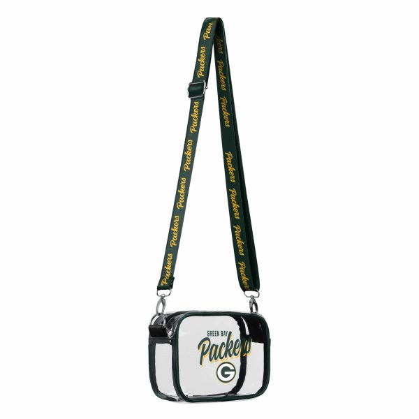 Green Bay Packers NFL Monty Script Clear Crossbody Bag Supply - Image 2
