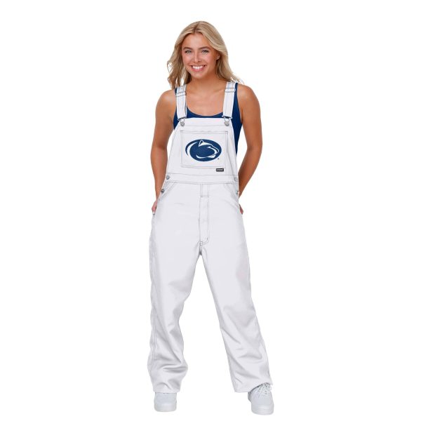 Penn State Nittany Lions NCAA Womens Solid White Thematic Bib Overalls Supply
