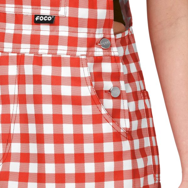 Cleveland Browns NFL Womens Gingham Check Bib Shortalls on Sale - Image 4