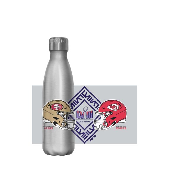 Kansas City Chiefs vs San Francisco 49ers NFL Super Bowl LVIII Silver 17 oz Stainless Steel Bottle Online - Image 5
