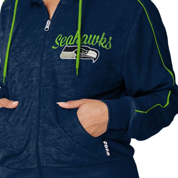 Seattle Seahawks NFL Womens Terry Knit Zip Up Top Fashion - Image 4