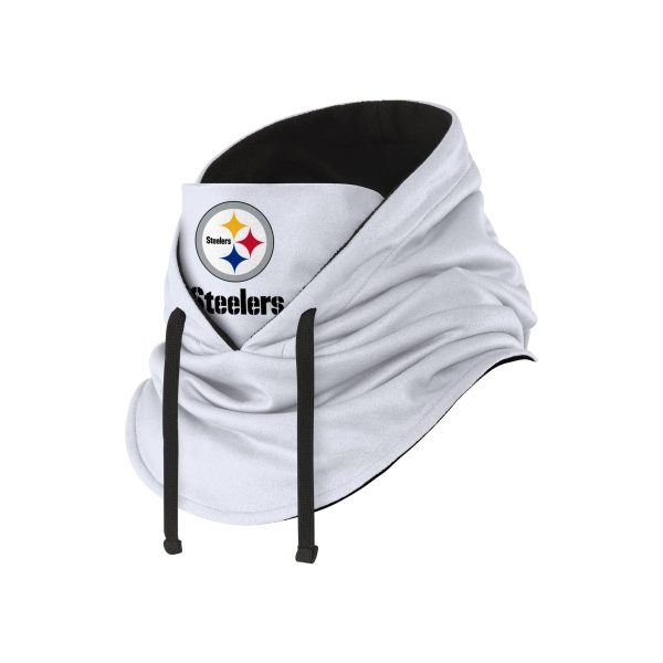 Pittsburgh Steelers NFL White Drawstring Hooded Gaiter Sale - Image 2
