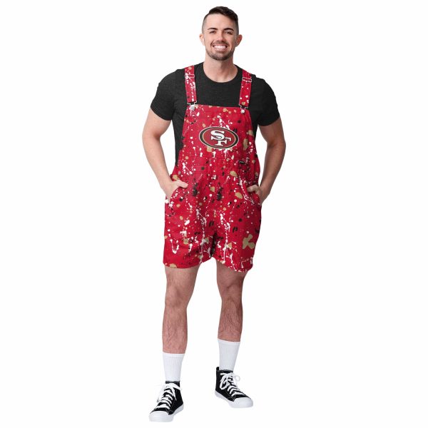 San Francisco 49ers NFL Mens Paint Splatter Bib Shortalls Online Sale