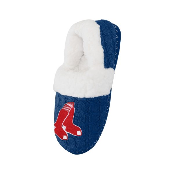 Boston Red Sox MLB Womens Team Color Fur Moccasin Slippers Supply - Image 3
